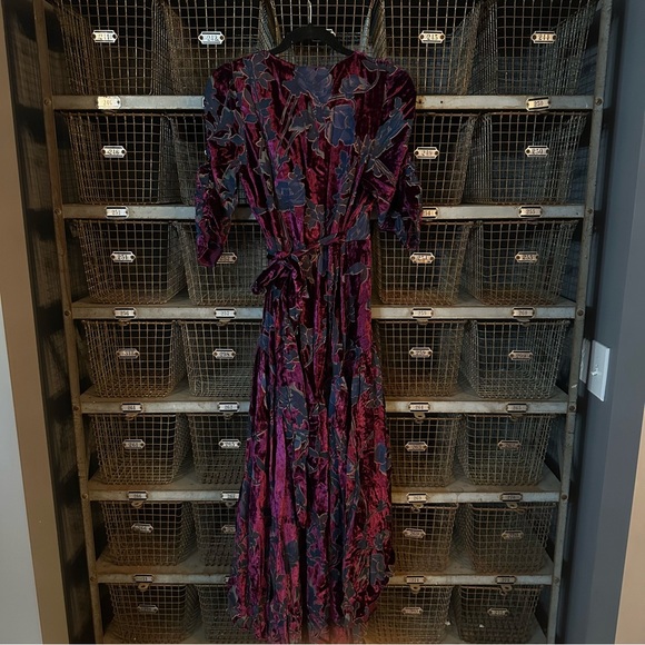 Hutch Violette Plum Floral Velvet Maxi Wrap Dress 38129 - Picture 7 of 16